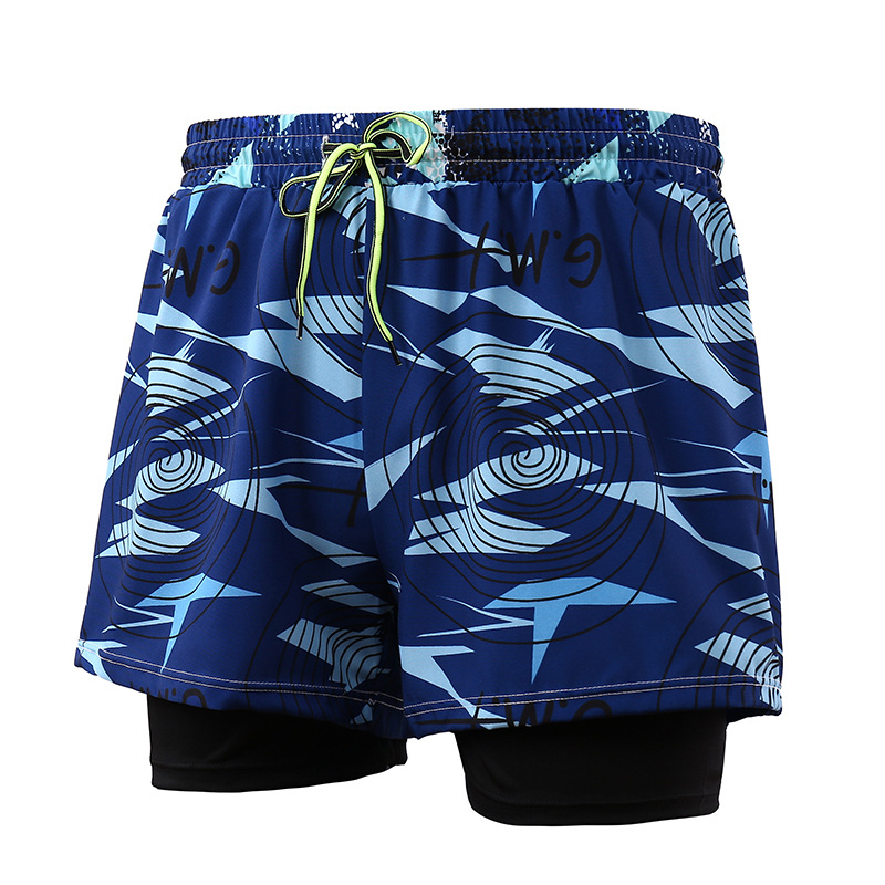 Pánske plavky s dvojitou vrstvou proti rozpakovaniu, potlačený vzor, polyesterová tkanina, podšívka polyester, 230 g