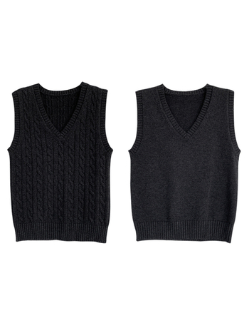 Bezrukávová vesta s káblovou pleteninou, V-krk, kašmír, japonsko-kórejský casual štýl