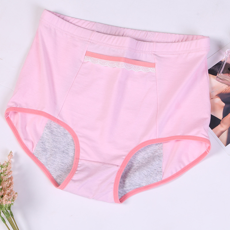 Dámske menštruačné nohavičky s vysokým pásom, 95% bavlna, štvorsvrstvové vodotesné, proti úniku