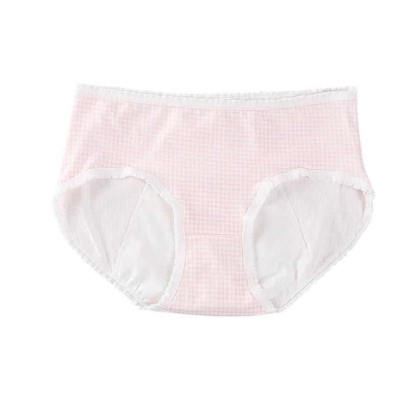 Lenjerie intimă menstruală pentru femei, talie medie, 95% bumbac, căptușeală 100% bumbac, model carouri, protecție împotriva scurgerilor