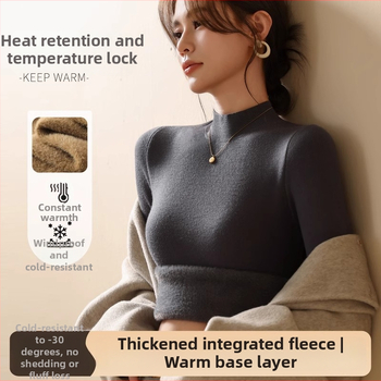 Pleten pulover s polu-visokim ovratnikom, dugim rukavima, standardne dužine; sastav Nylon/Poliamid 50–70% + Viskoza <30%