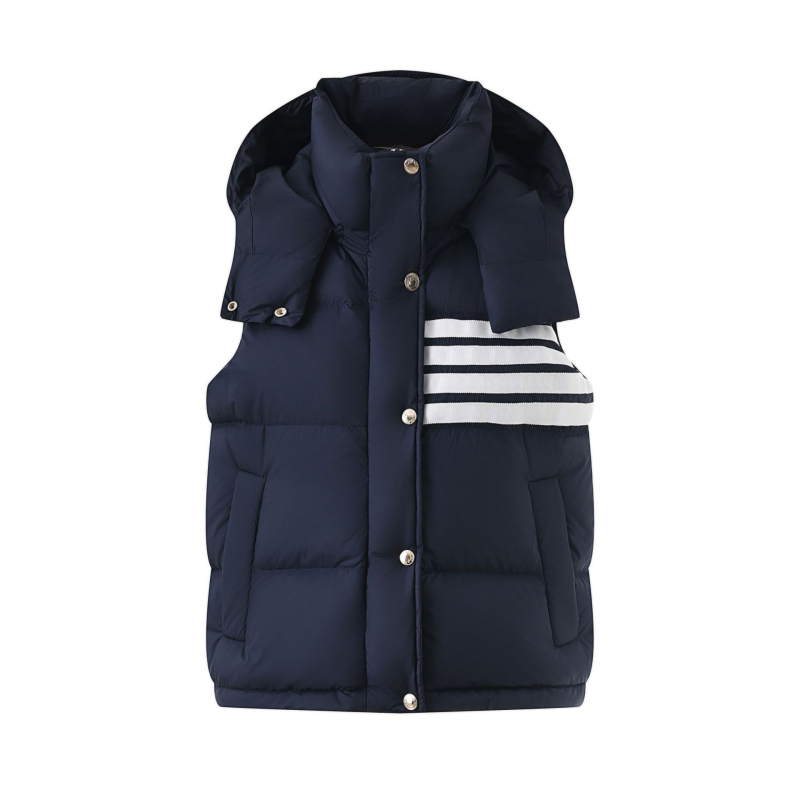 Dámska vesta s perím – hrubý stojací golier, odnímateľná, 86–90% bieleho kačacieho peria, Chunya Spun polyesterový povrch