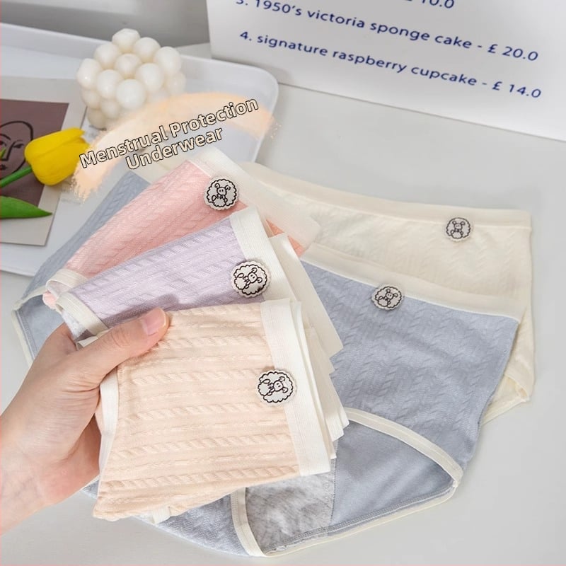 Djevojačke prozračne menstrualne gaćice sa srednjim strukom, zaštita od curenja, antibakterijske, materijal od regeneriranih vlakana, pamukom podstava u preponama