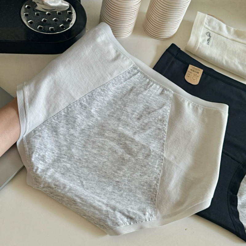 Ženské menštruačné nohavičky s vysokým pásom, rozšírený rozkrok, pletený materiál; vonkajší materiál 95% bavlna, podšívka 100% bavlna; jednofarebný dizajn