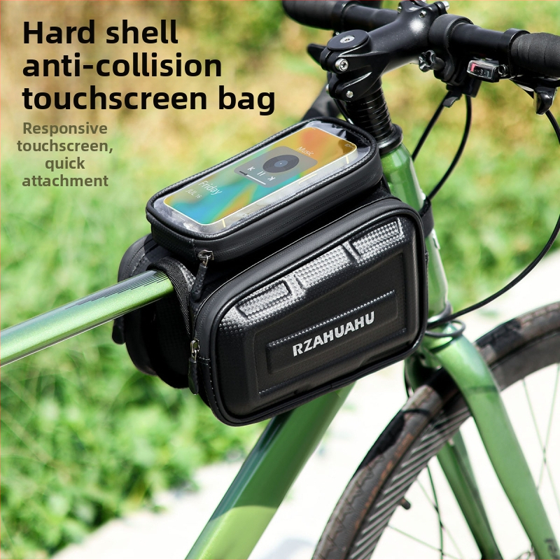 RZAHUAHU 489-2 Cyklistická taška, pevný obal, dvojitý priestor na prednom ráme a hornej trubke, skladovanie, polyester