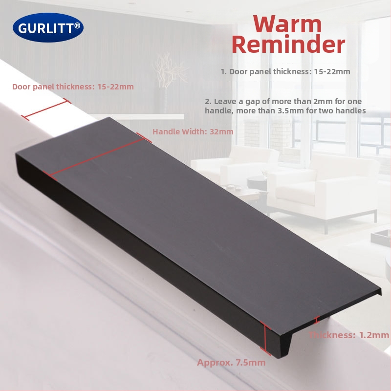 Bez caurumiem neatklāta alumīnija roktura atvilktņu, kurpju skapi un garderobes lietošanai — alumīnija sakausējums, elektroplakācija, mūsdienīgs minimālisma stils