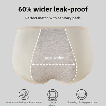 Bavlnené dámske menštruačné nohavičky, priedušné, ochrana proti úniku, stredne vysoký pás, trojuholníkový strih