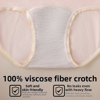 Bavlnené dámske menštruačné nohavičky, priedušné, ochrana proti úniku, stredne vysoký pás, trojuholníkový strih