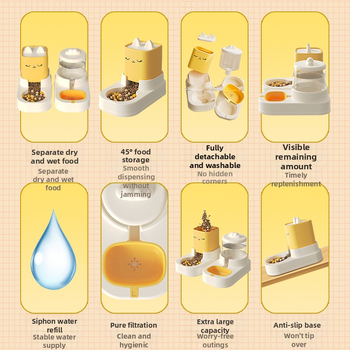 Automatický dávkovač vody pre mačky s dvoma misami v tvare mačacích uší • Materiál: PP • Značka: Meow and • Komplet: Áno • Určené pre: Mačka