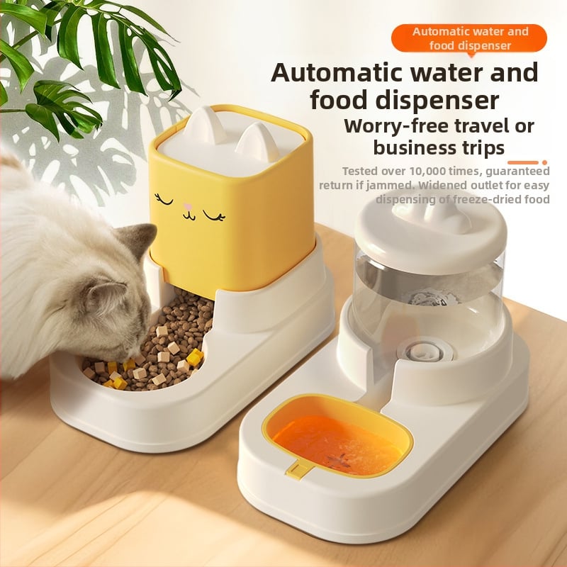 Automatický dávkovač vody pre mačky s dvoma misami v tvare mačacích uší • Materiál: PP • Značka: Meow and • Komplet: Áno • Určené pre: Mačka