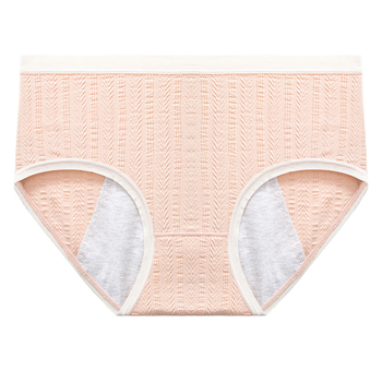 Dámske nohavičky so strednou taliou pre menštruáciu, hlavná tkanina 93,5% bavlna, podšívka v intímnej zóne 100% bavlna, jacquard väzba