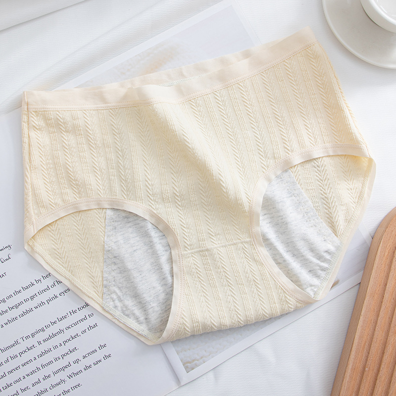 Dámske nohavičky so strednou taliou pre menštruáciu, hlavná tkanina 93,5% bavlna, podšívka v intímnej zóne 100% bavlna, jacquard väzba