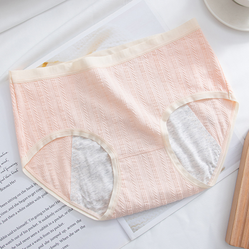 Dámske nohavičky so strednou taliou pre menštruáciu, hlavná tkanina 93,5% bavlna, podšívka v intímnej zóne 100% bavlna, jacquard väzba