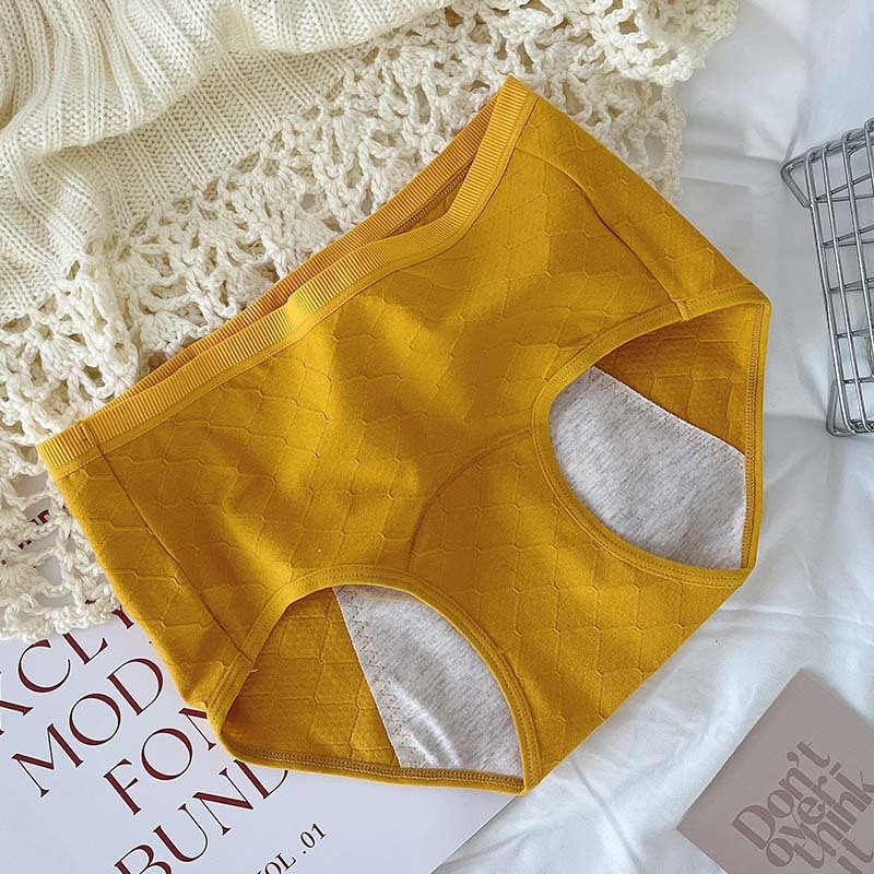 Ženské menštruačné nohavičky s antibakteriálnymi vlastnosťami, predĺžený rozkrok, stredná výška pásu, 100% bavlna, ochrana proti úniku