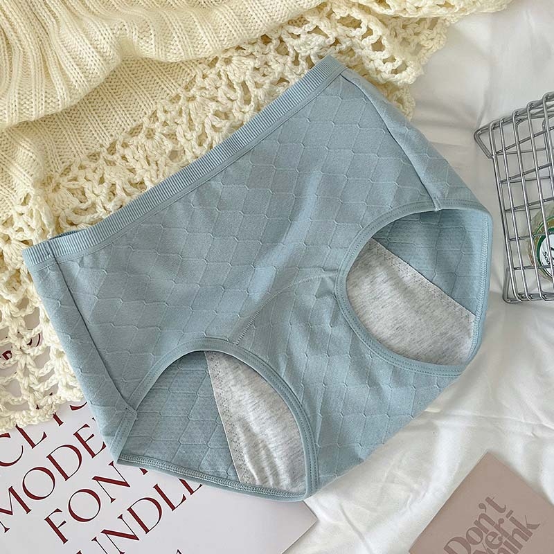 Ženské menštruačné nohavičky s antibakteriálnymi vlastnosťami, predĺžený rozkrok, stredná výška pásu, 100% bavlna, ochrana proti úniku