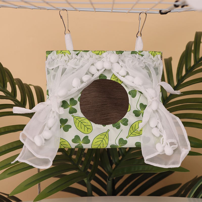 Textilné visiace trojuholníkové hniezdo pre vtáky – priedušné zimné spacie hniezdo pre malé vtáky, proti deformácii nôh