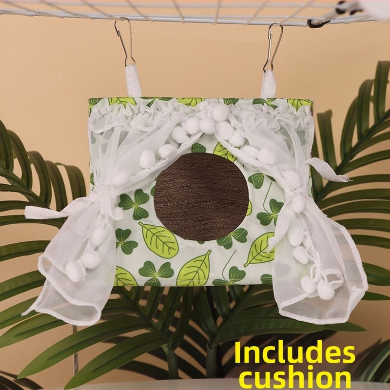 Textilné visiace trojuholníkové hniezdo pre vtáky – priedušné zimné spacie hniezdo pre malé vtáky, proti deformácii nôh