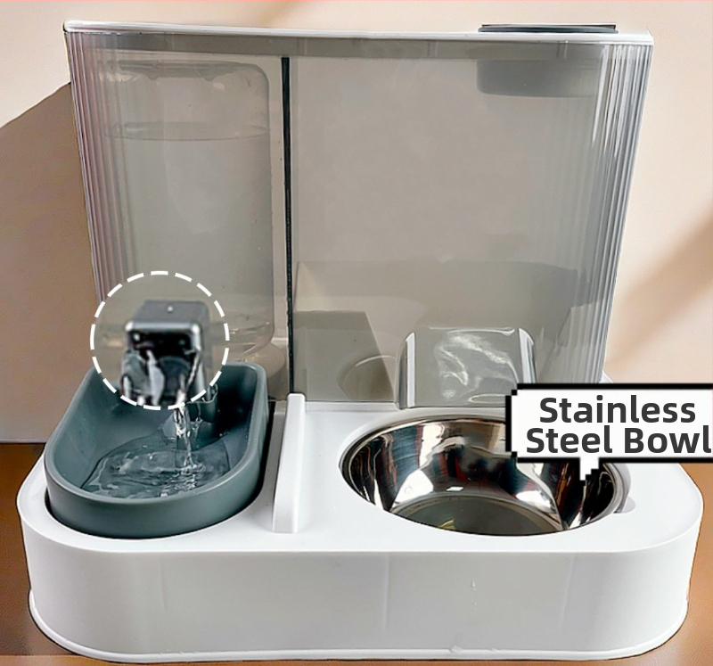 KUCHI Automatická kŕmna a napájačka pre mačky a psy – Dvojfunkčná, Elektrická, S odnímateľnými dielmi