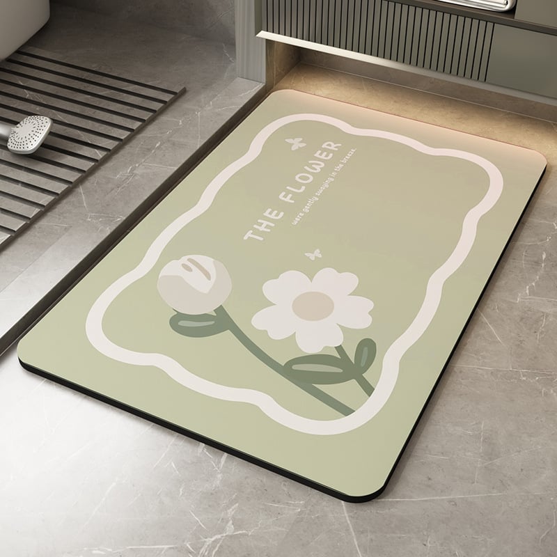 Kúpeľňová rohož na podlahe – protišmyková, diatom mud, absorpčný a rýchloschnúci, motív kresleného seriálu