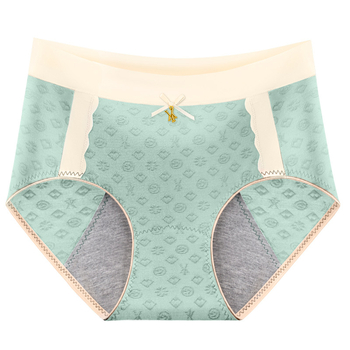 Dámske menštruačné spodné nohavičky s stredným pásom, reliéfny vzor, grafén antibakteriálna podšívka, viskózová látka.
