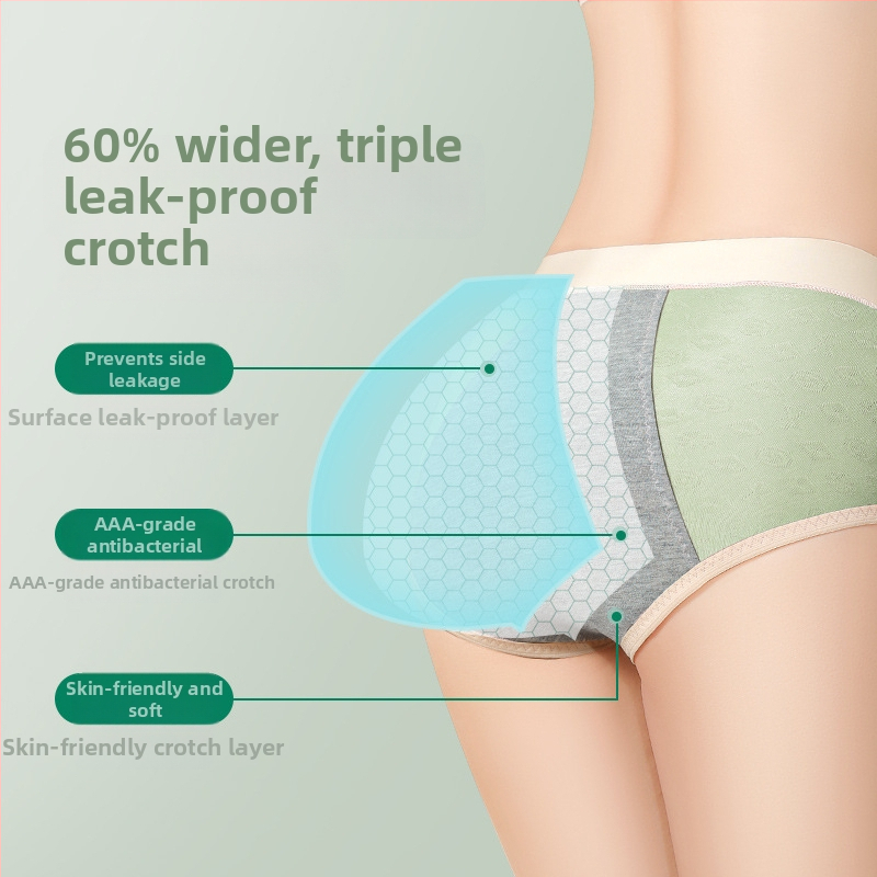 Sieviešu menstruālais apakšveļa ar vidukli, reljefains raksts, grafēna antibakteriāla odere, viskozes audums.