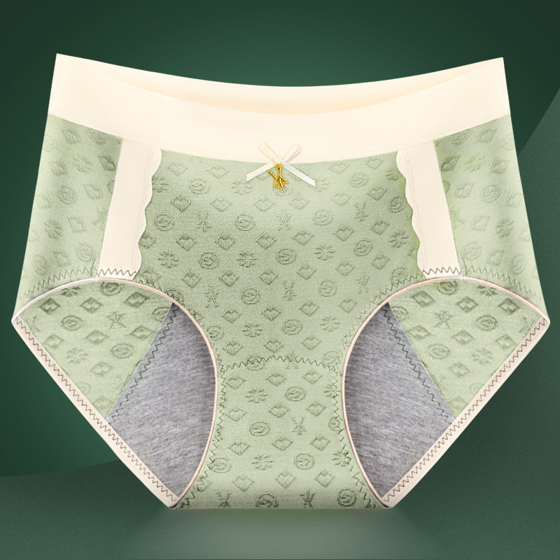 Dámske menštruačné spodné nohavičky s stredným pásom, reliéfny vzor, grafén antibakteriálna podšívka, viskózová látka.