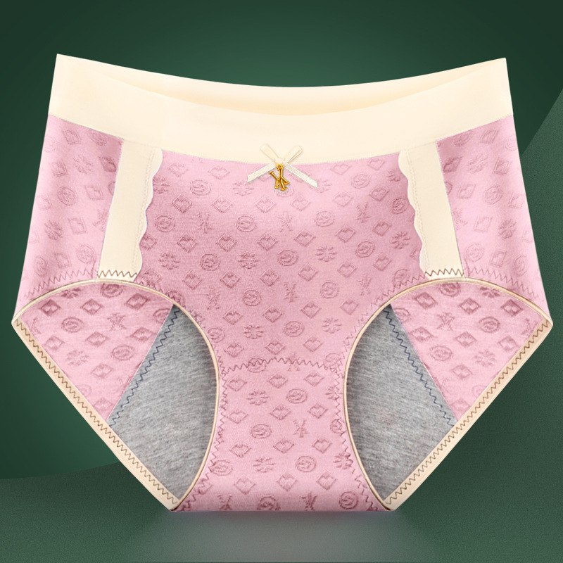 Dámske menštruačné spodné nohavičky s stredným pásom, reliéfny vzor, grafén antibakteriálna podšívka, viskózová látka.