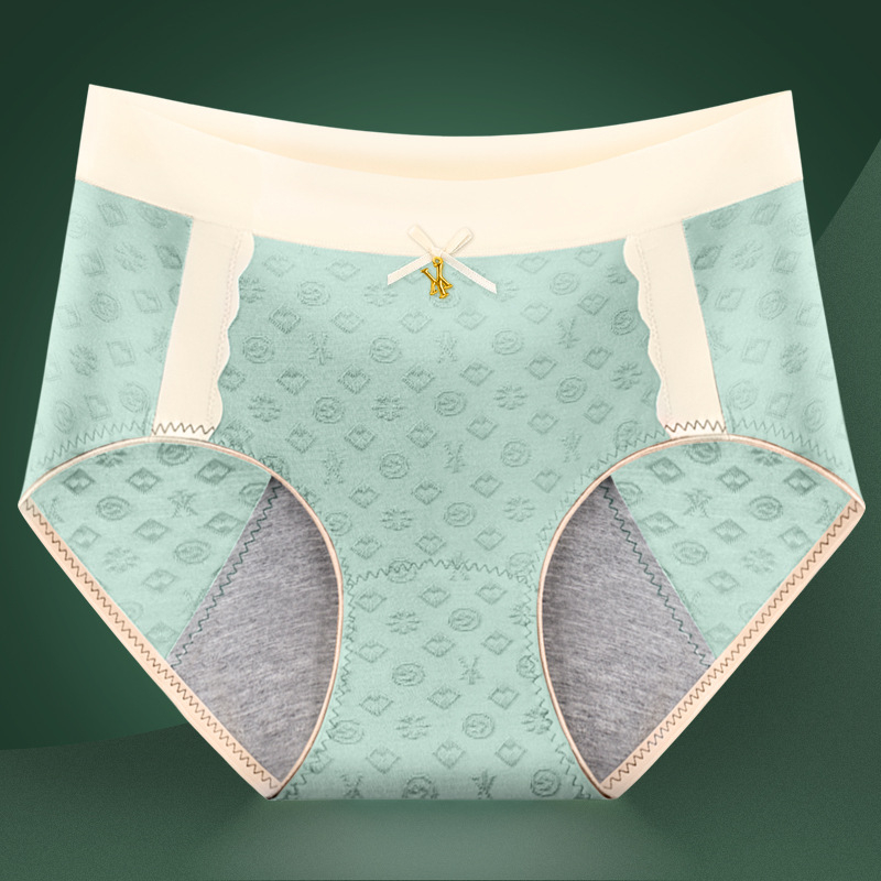 Dámske menštruačné spodné nohavičky s stredným pásom, reliéfny vzor, grafén antibakteriálna podšívka, viskózová látka.