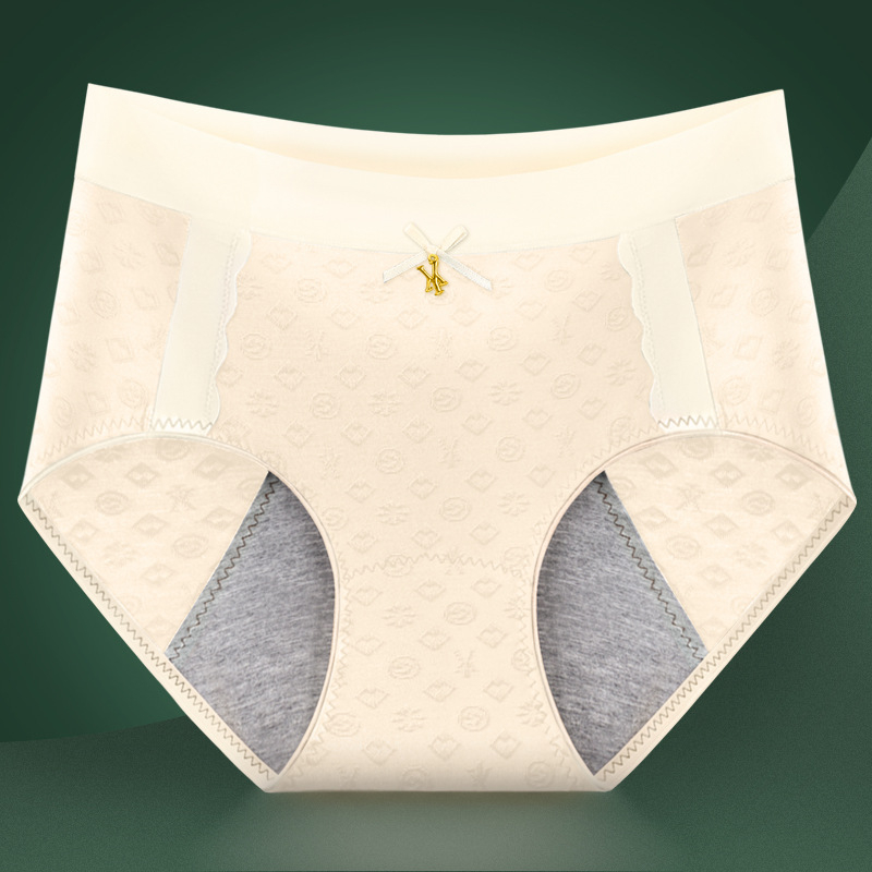 Dámske menštruačné spodné nohavičky s stredným pásom, reliéfny vzor, grafén antibakteriálna podšívka, viskózová látka.