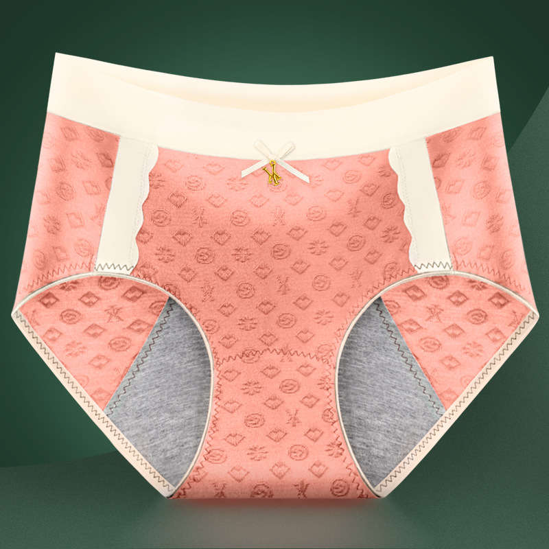 Dámske menštruačné spodné nohavičky s stredným pásom, reliéfny vzor, grafén antibakteriálna podšívka, viskózová látka.