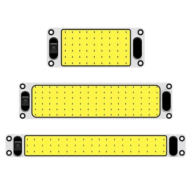 LED strešné svetlo COB pre vozidlá — vstup 12-85V, 54/87/108 LED, rozmery 28×6,5×2,9 cm