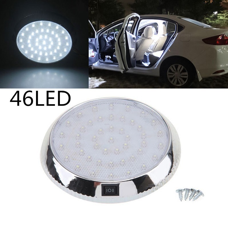 LED strešné svetlo pre auto, kruhové, model 007, 12V, 5W, s čítacím svetlom a vypínačom