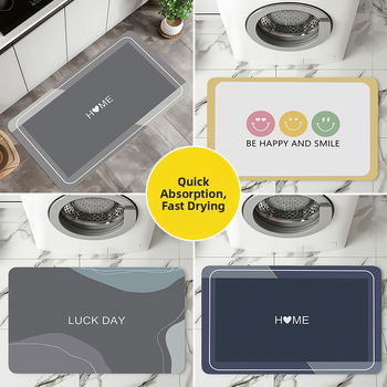 Štvorec podlahová rohož z diatom mud – umývateľná, absorpčná, protisklzná, do vstupu, kuchyne a kúpeľne