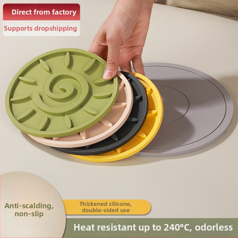 Silikónové kruhové podložky pod taniere – teplovzdorné, jednofarebný dizajn, Ainori, uvedené 2023