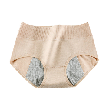 Bavlnené dámske menštruačné nohavičky s ochranou proti bočnému úniku; hlavný materiál 95% bavlna, vrchný diel 100% bavlna, rýchle sušenie, stredný pás