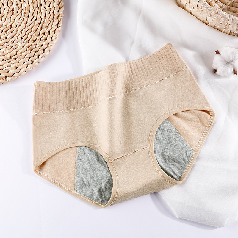 Bavlnené dámske menštruačné nohavičky s ochranou proti bočnému úniku; hlavný materiál 95% bavlna, vrchný diel 100% bavlna, rýchle sušenie, stredný pás