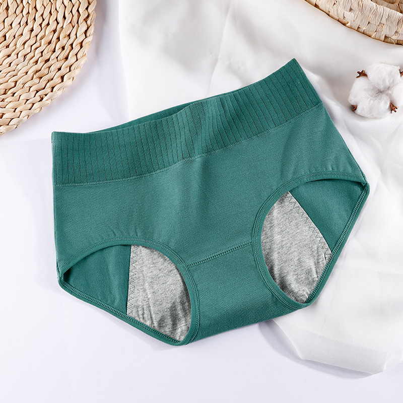Bavlnené dámske menštruačné nohavičky s ochranou proti bočnému úniku; hlavný materiál 95% bavlna, vrchný diel 100% bavlna, rýchle sušenie, stredný pás