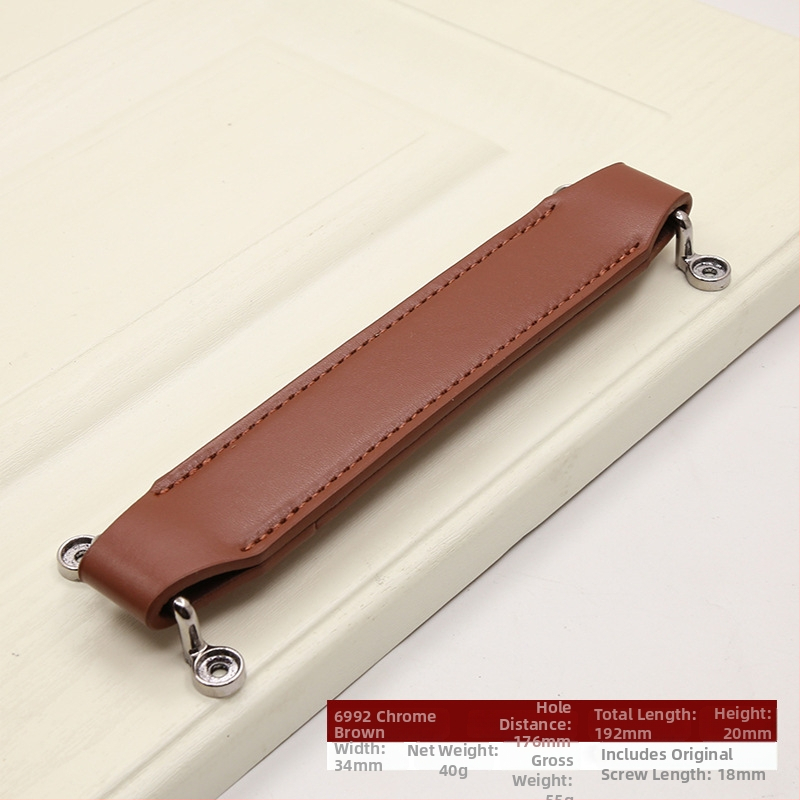 Kožená rukoväť na stoličku – model 6992, materiál: koža, proces: elektroplátovanie