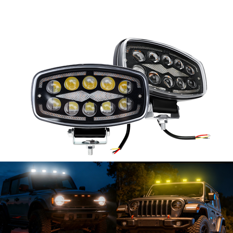 LED reflektor na strechu auta, hliníková zliatina telo, model work135, napätie 10–60V, životnosť 50000h, univerzálna kompatibilita