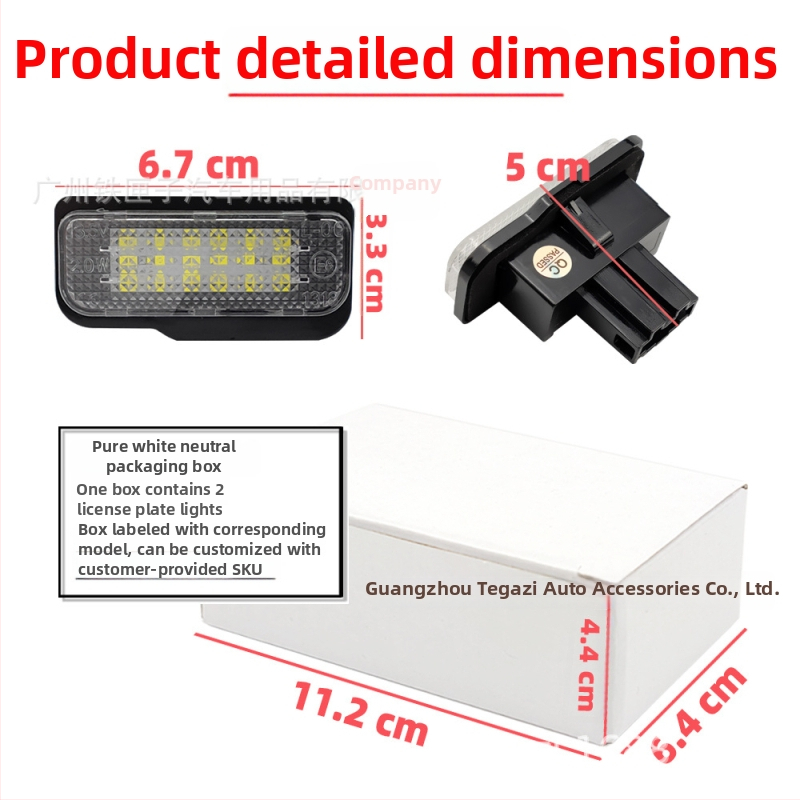Tesla Model S LED registracijos numerio šviesa – 12V, 3W, 2835 LED, tarnavimo laikas 30 000 val., suderinama su Model S