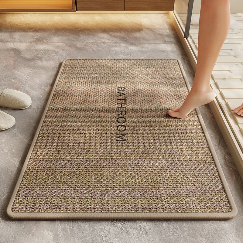 Ovalný kúpeľňový koberec z polyestera — tlačený dizajn, umývateľný, moderný minimalistický štýl