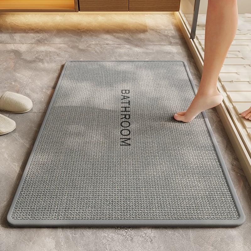 Ovalný kúpeľňový koberec z polyestera — tlačený dizajn, umývateľný, moderný minimalistický štýl