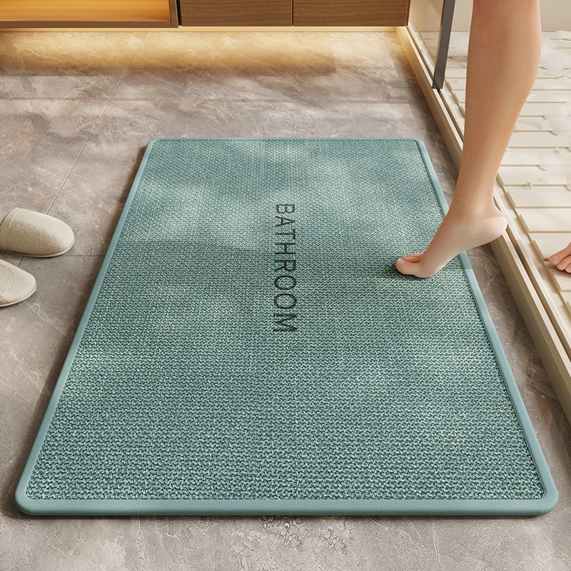 Ovalný kúpeľňový koberec z polyestera — tlačený dizajn, umývateľný, moderný minimalistický štýl