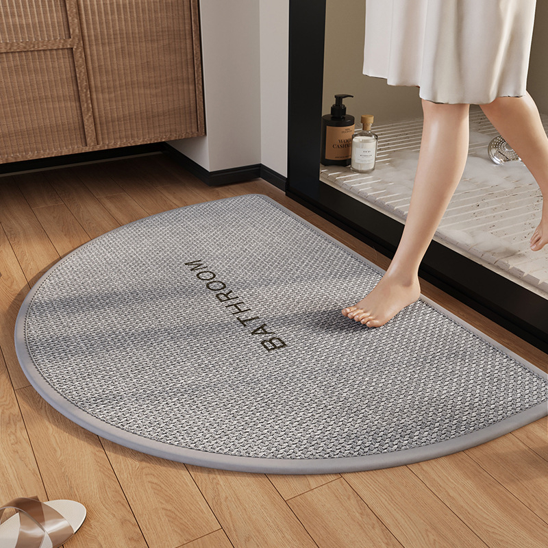 Ovalný kúpeľňový koberec z polyestera — tlačený dizajn, umývateľný, moderný minimalistický štýl