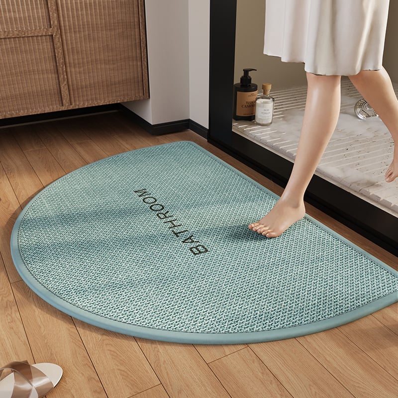 Ovalný kúpeľňový koberec z polyestera — tlačený dizajn, umývateľný, moderný minimalistický štýl