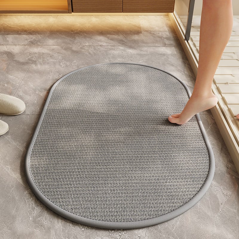 Ovalný kúpeľňový koberec z polyestera — tlačený dizajn, umývateľný, moderný minimalistický štýl