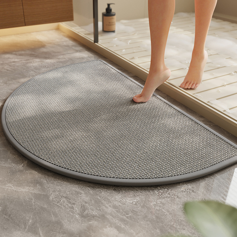 Ovalný kúpeľňový koberec z polyestera — tlačený dizajn, umývateľný, moderný minimalistický štýl