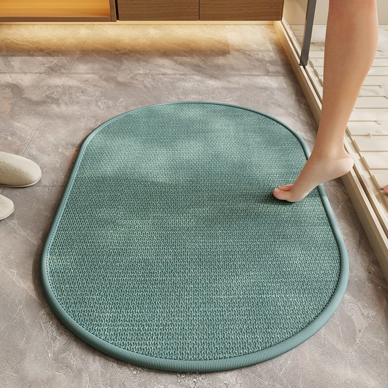 Ovalný kúpeľňový koberec z polyestera — tlačený dizajn, umývateľný, moderný minimalistický štýl