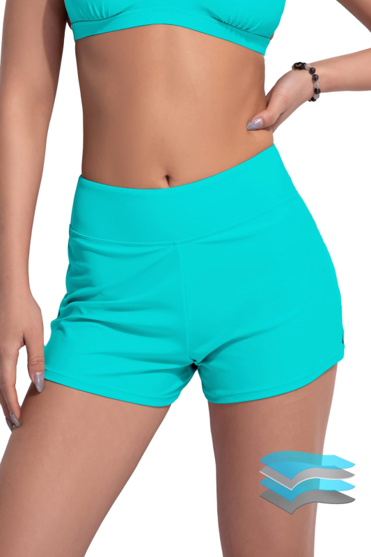 Ženské menštruačné športové nohavičky, stredný pás, tkanina z nylonu (85% nylon), podšívka rozkroku 100% polyester, fyziologická funkcia