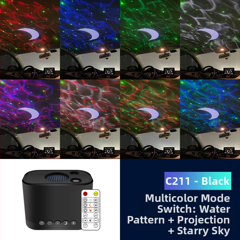 RGB rytmické svetlo pre vnútornú atmosféru auta, USB napájané, model C211, 3W, 5V, PC materiál
